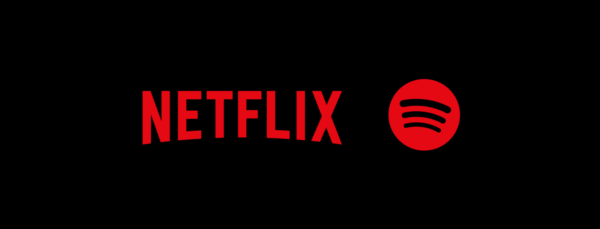 Logótipos do Spotify e Netflix simbolizam a nova parceria global para podcasts em vídeo.