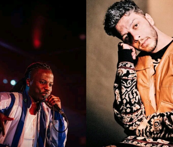 Prodígio e Slow J associados a códigos +244 e +351, simbolizando a ligação entre Angola e Portugal no novo single de Rap lusófono